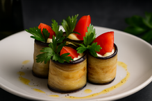 Рулетики из баклажанов (помидоры, майонез)