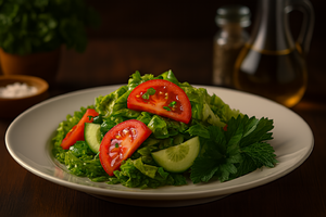 Салат зеленый из помидоров и огурцов