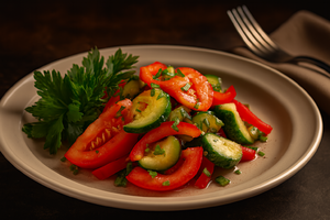 Салат из помидоров, огурцов и сладкого перца