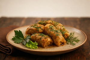 Голубцы с грибами, отварные